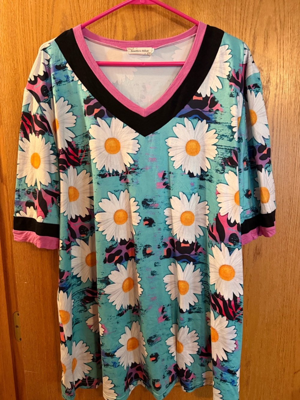 Southern Stitch Pink-Trim Top